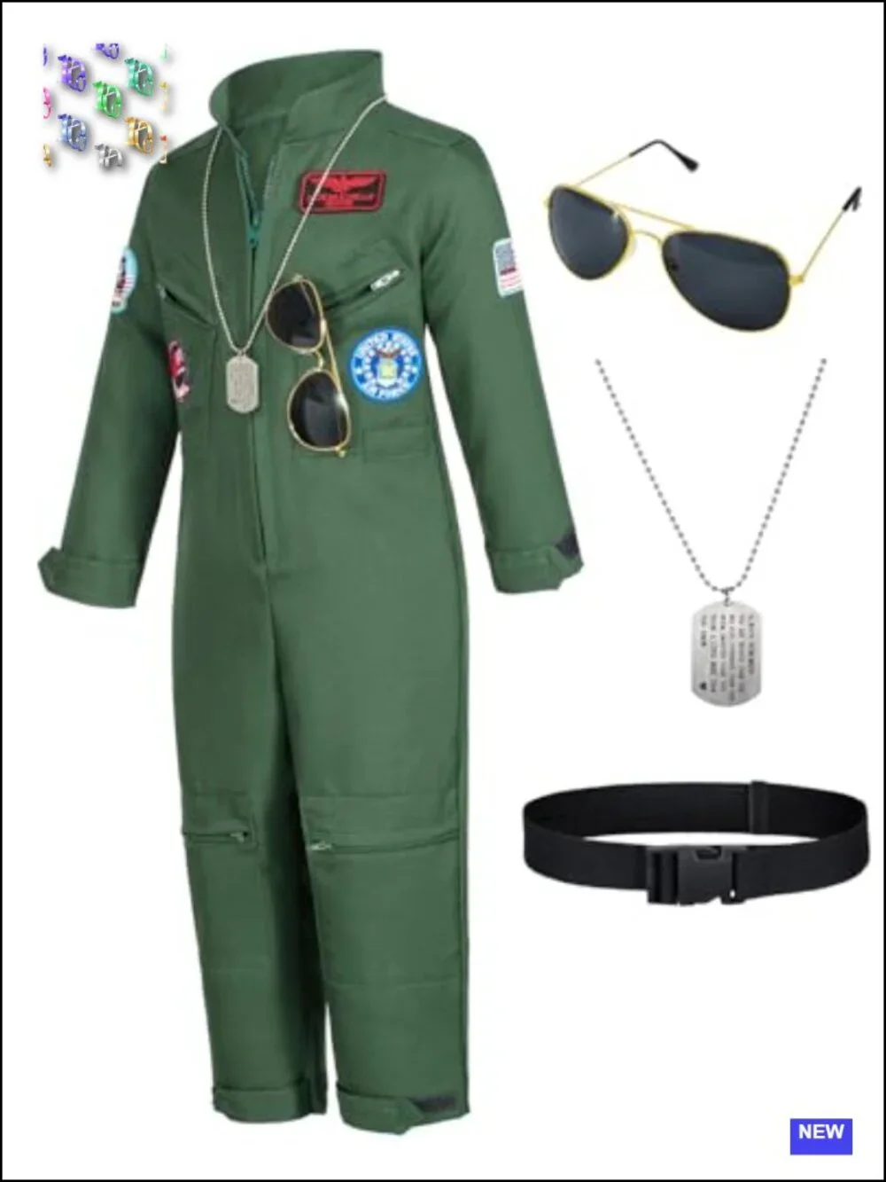 Kids Fighter Pilot Costume - Flight Suit Roleplay with Aviator Accessories for